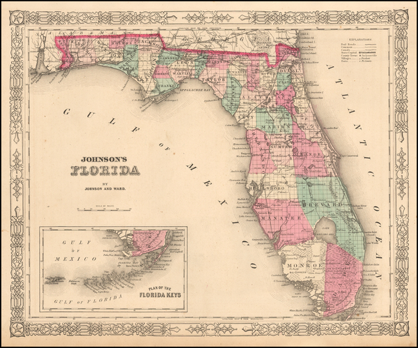 1-Florida Map By Benjamin P Ward  &  Alvin Jewett Johnson