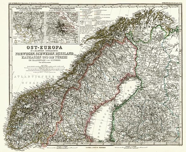 57-Scandinavia Map By Adolf Stieler