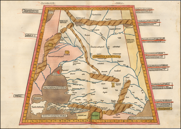 88-Russia, Ukraine, Romania and Russia in Asia Map By Claudius Ptolemy / Johann Reger