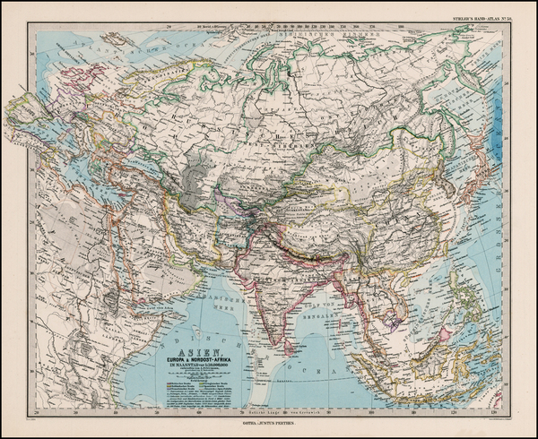 94-Asia and Asia Map By Adolf Stieler