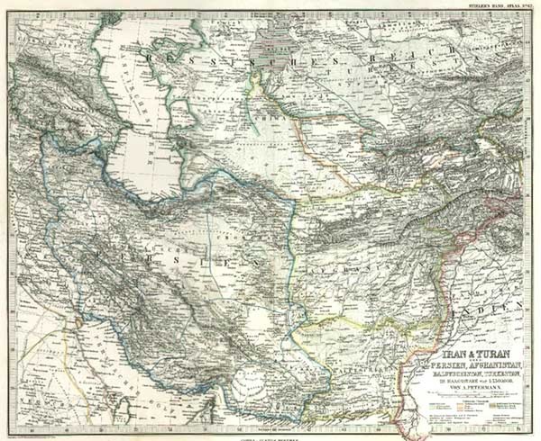 46-Asia, Central Asia & Caucasus and Middle East Map By Adolf Stieler