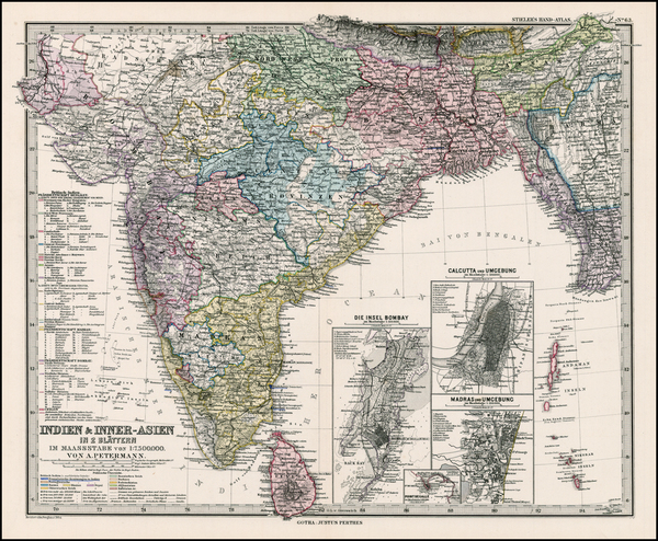 44-Asia, India, Southeast Asia and Central Asia & Caucasus Map By Adolf Stieler