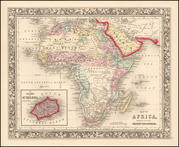 96-Africa Map By Samuel Augustus Mitchell Jr.