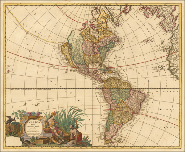 93-California as an Island and America Map By Gerard & Leonard Valk