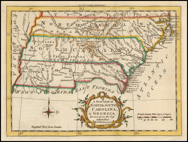 0-Southeast, Virginia, Georgia, North Carolina and South Carolina Map By London Magazine