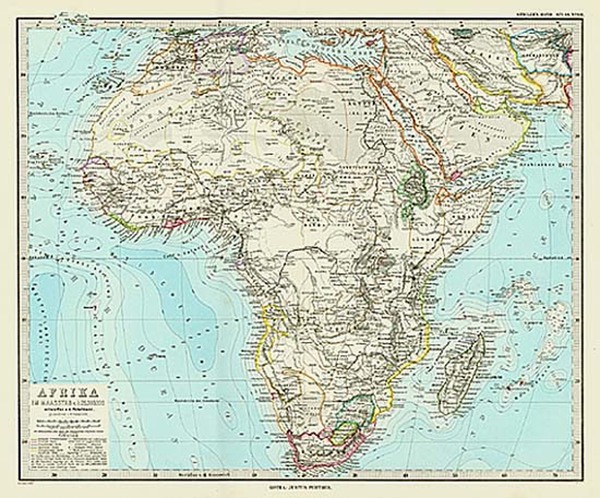 69-Africa and Africa Map By Adolf Stieler