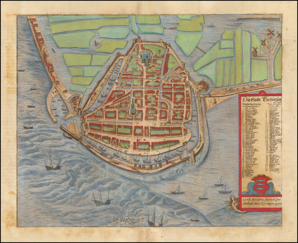 19-Netherlands Map By Georg Braun  &  Frans Hogenberg