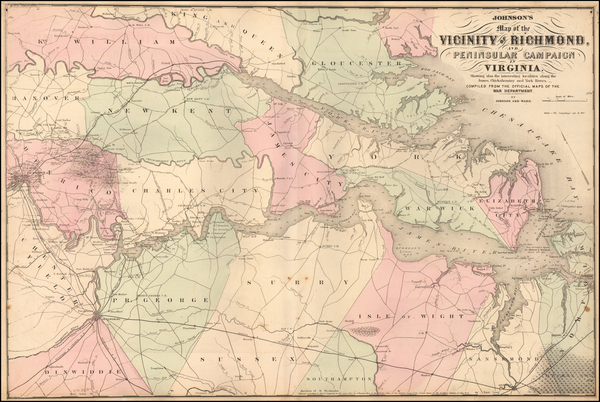 48-Mid-Atlantic and Southeast Map By Benjamin P Ward  &  Alvin Jewett Johnson