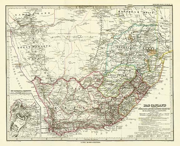 69-Africa and South Africa Map By Adolf Stieler