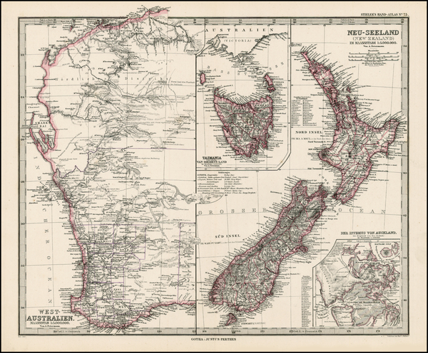 42-Australia & Oceania, Australia and New Zealand Map By Adolf Stieler