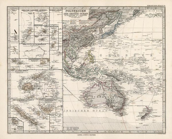 92-North America, Australia & Oceania and Oceania Map By Adolf Stieler