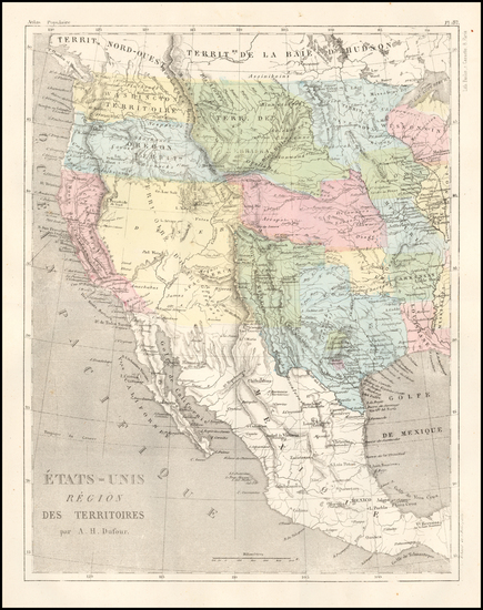 35-Texas, Plains, Southwest, Rocky Mountains, California and Pacific Northwest Map By Adolphe Hipp