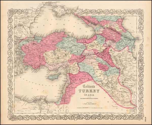 36-Central Asia & Caucasus and Turkey & Asia Minor Map By Joseph Hutchins Colton