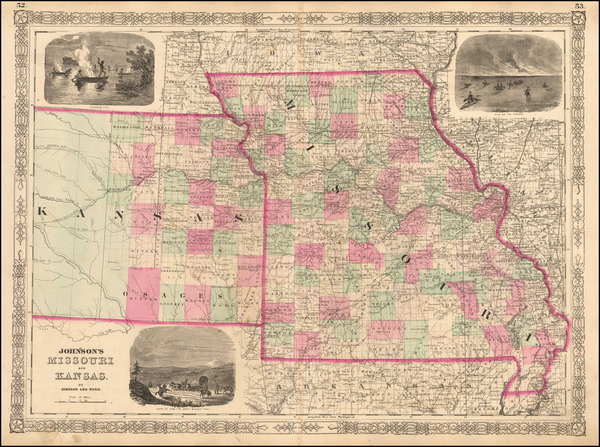 32-Midwest and Plains Map By Benjamin P Ward  &  Alvin Jewett Johnson