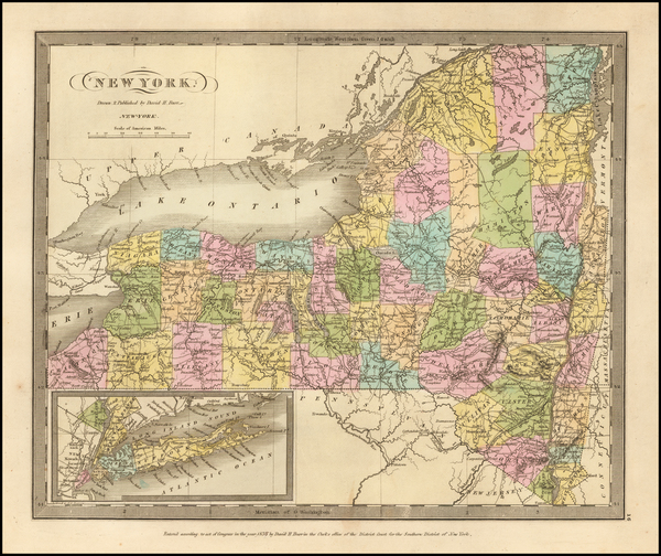 83-New York State Map By David Hugh Burr