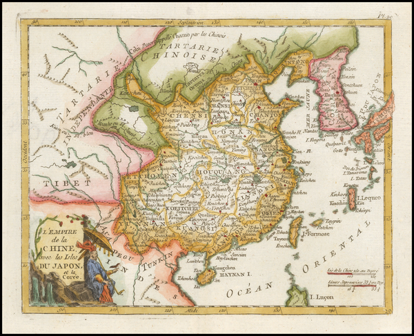 41-China, Japan and Korea Map By Joseph De La Porte