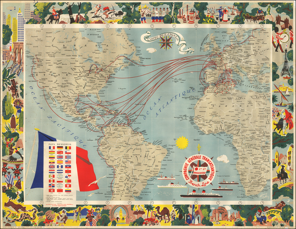 29-Atlantic Ocean, North America, South America, South America and Pictorial Maps Map By E. Collin