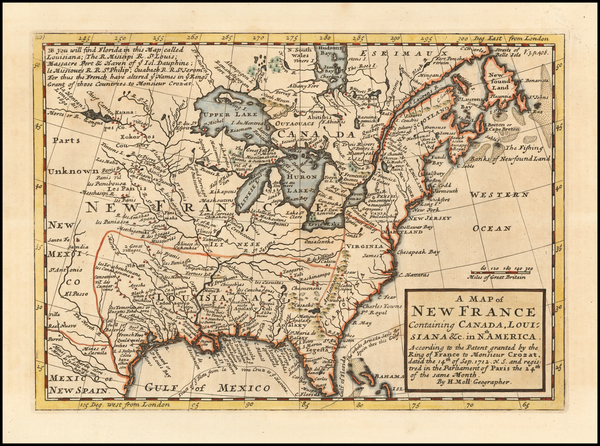 43-United States Map By Herman Moll