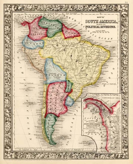 51-South America Map By Samuel Augustus Mitchell Jr.