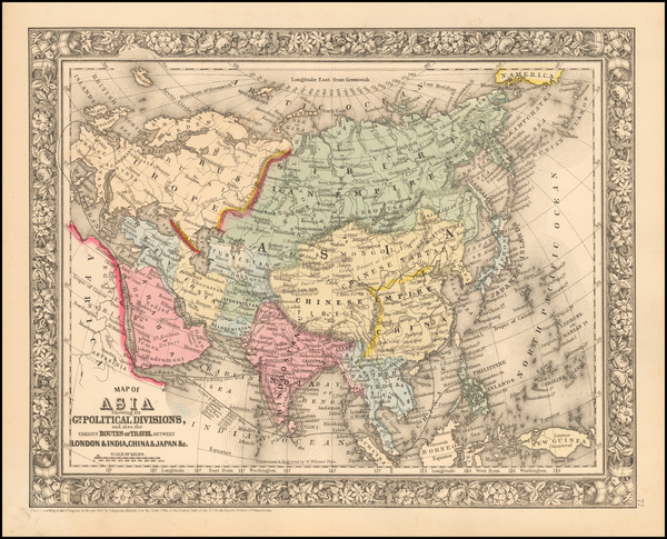 51-Asia and Asia Map By Samuel Augustus Mitchell Jr.