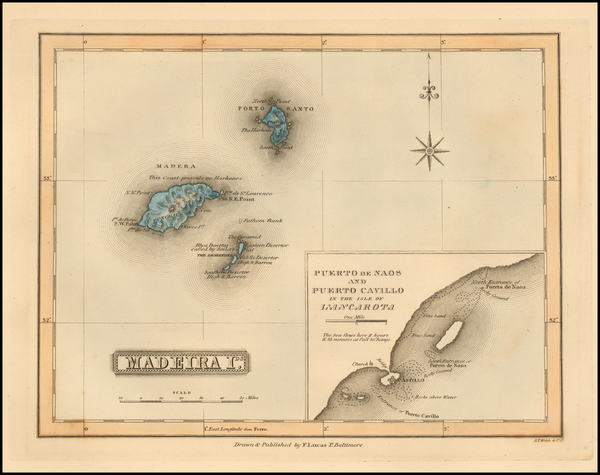 46-Atlantic Ocean and Portugal Map By Fielding Lucas Jr.