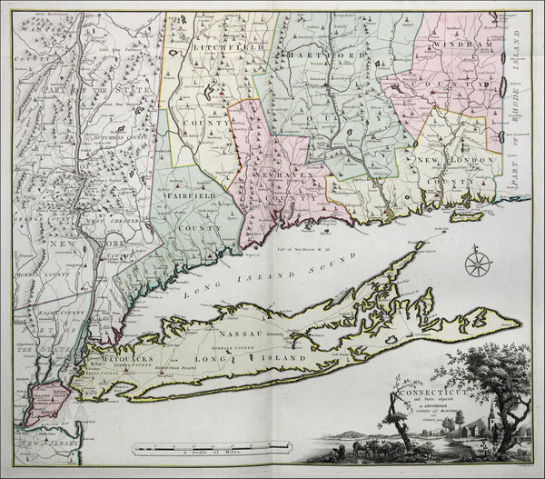 99-Connecticut Map By Bernard Romans