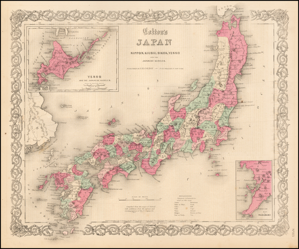 16-Japan Map By Joseph Hutchins Colton