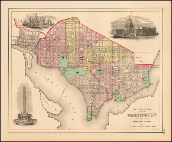 48-Washington, D.C. Map By Joseph Hutchins Colton