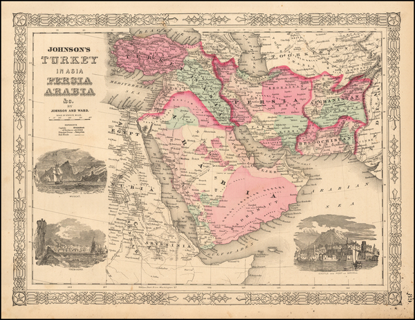 1-Middle East and Turkey & Asia Minor Map By Benjamin P Ward  &  Alvin Jewett Johnson