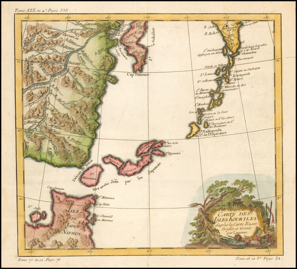 36-China, Japan and Russia in Asia Map By Jacques Nicolas Bellin