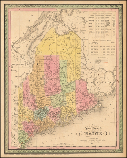 70-Maine Map By Thomas, Cowperthwait & Co.