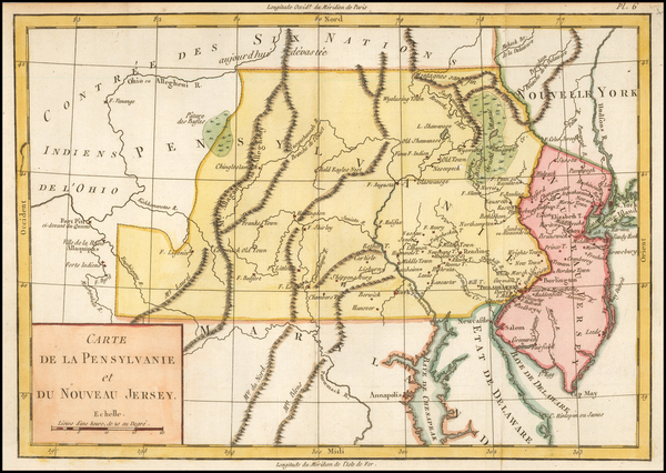 56-New Jersey and Pennsylvania Map By Michel Rene Hilliard d'Auberteuil