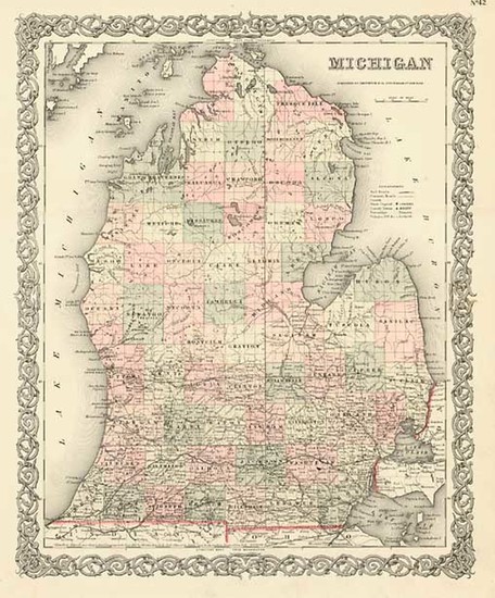 35-Midwest Map By Joseph Hutchins Colton