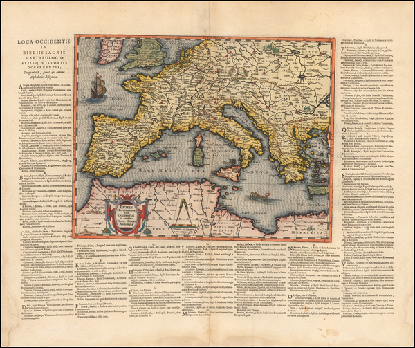 44-World, Europe and Mediterranean Map By Abraham Ortelius