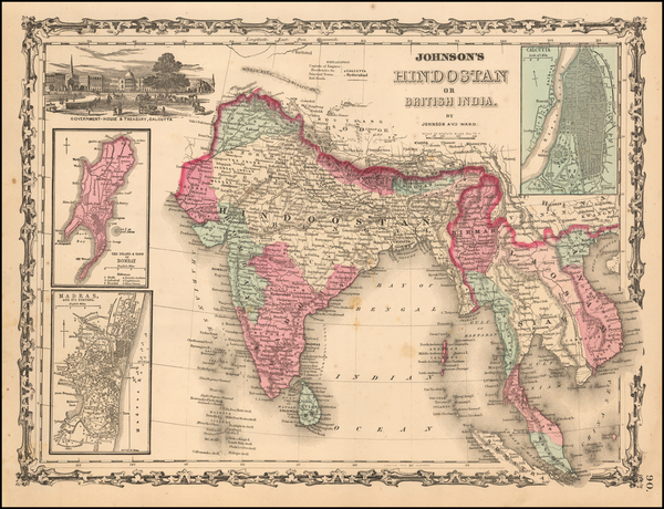 51-India and Southeast Asia Map By Benjamin P Ward  &  Alvin Jewett Johnson