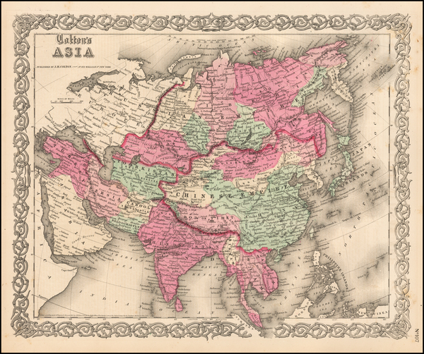 89-Asia and Asia Map By Joseph Hutchins Colton