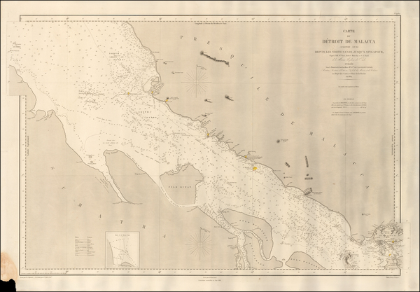 91-Singapore, Indonesia and Malaysia Map By Depot de la Marine