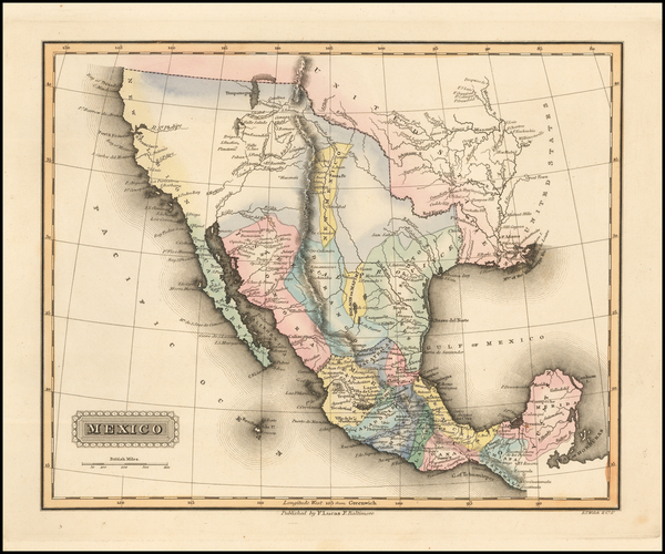 95-Texas, Southwest, Rocky Mountains, Mexico and California Map By Fielding Lucas Jr.