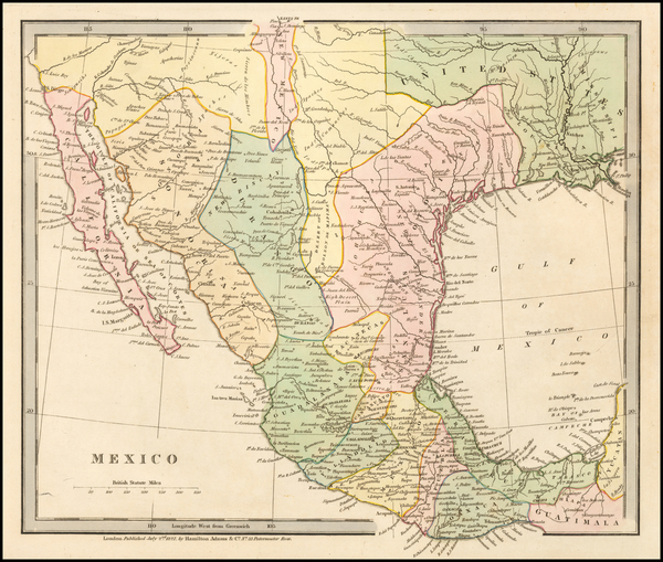 61-Texas, Southwest and Mexico Map By Hamilton, Adams & Co.