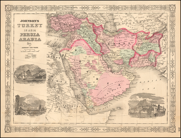 40-Middle East and Arabian Peninsula Map By Benjamin P Ward  &  Alvin Jewett Johnson