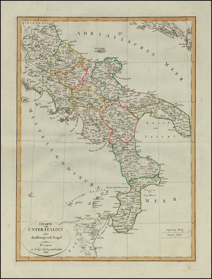 80-Southern Italy Map By Weimar Geographische Institut