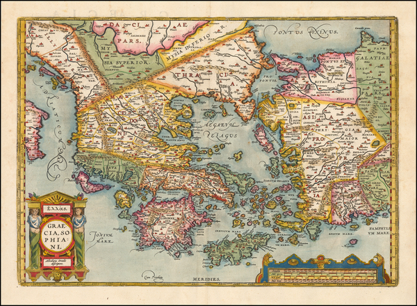 50-Greece Map By Abraham Ortelius