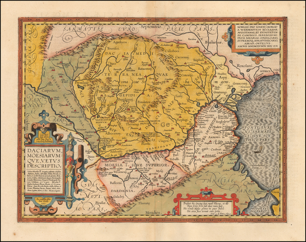 50-Romania and Balkans Map By Abraham Ortelius