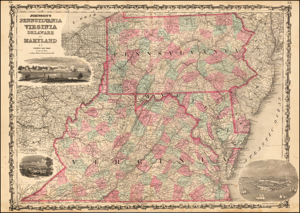 20-Mid-Atlantic and Southeast Map By Benjamin P Ward / Alvin Jewett Johnson