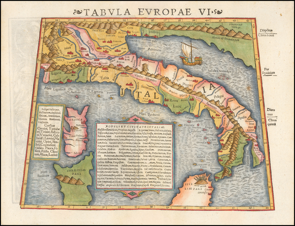 89-Italy Map By Sebastian Munster