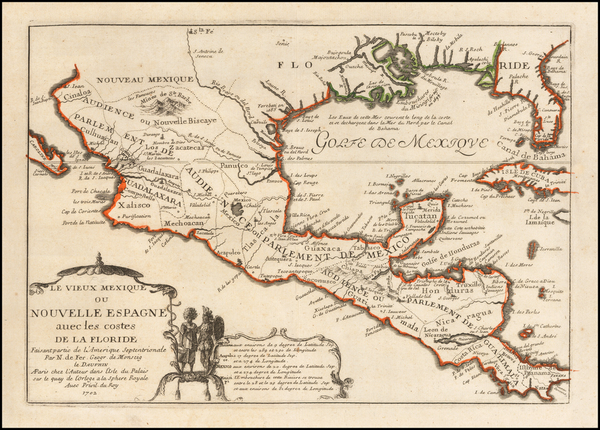 6-South, Texas and Southwest Map By Nicolas de Fer