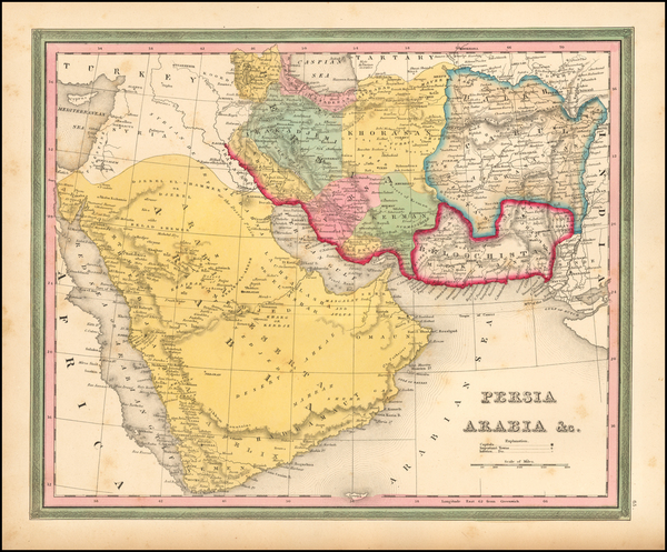 63-Central Asia & Caucasus and Middle East Map By Samuel Augustus Mitchell