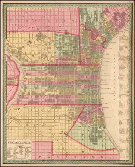 58-Pennsylvania and Philadelphia Map By Thomas, Cowperthwait & Co.