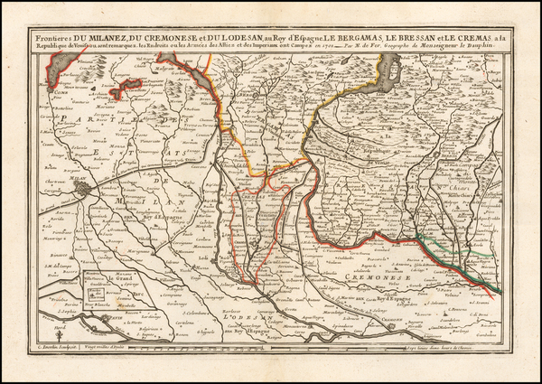 41-Northern Italy Map By Nicolas de Fer