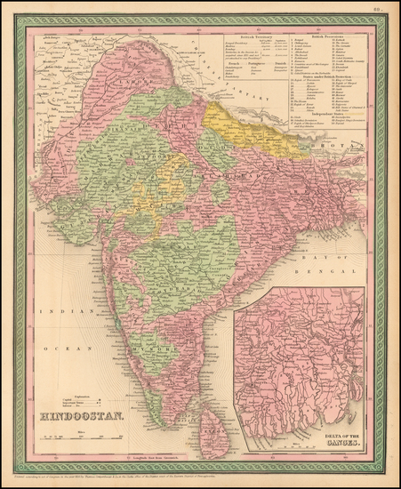 52-India and Central Asia & Caucasus Map By Thomas, Cowperthwait & Co.